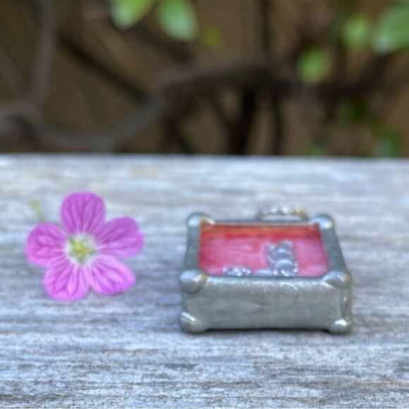 Pink Queen Crown and Initial "J" Charm/Pendant w/Silver Border EUC! - Picture 5 of 5